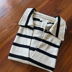 H&M Women's Quality Terry Black and White Top FITS XS-SMALL